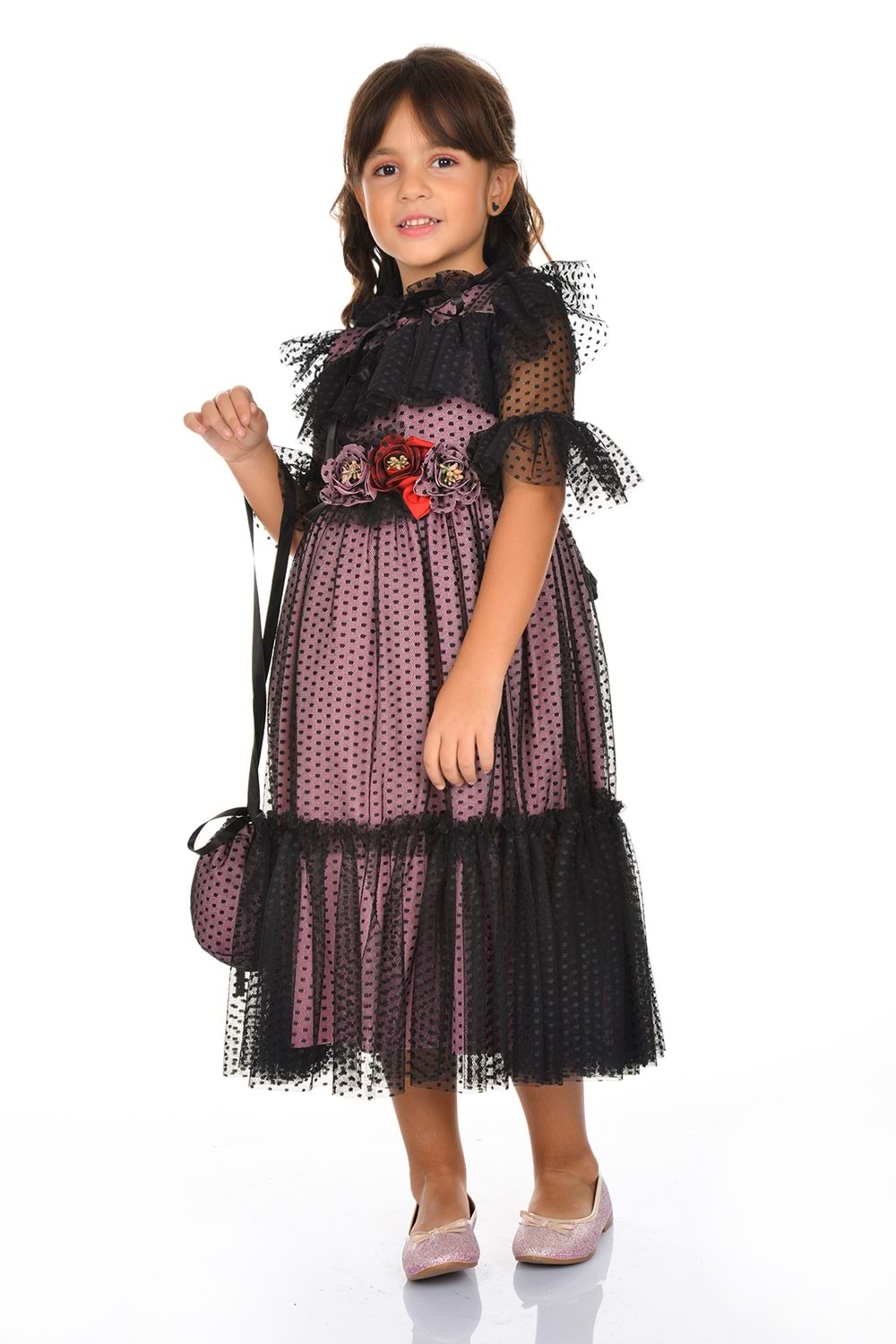 Dantel Vintage Çantalı Elbise MNKA248