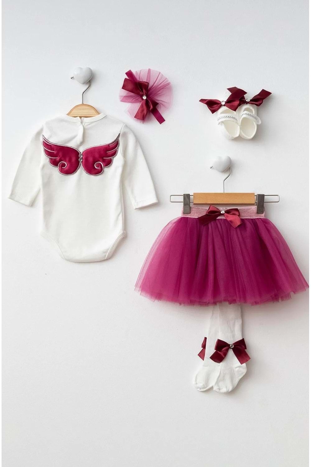 Kız Bebek Tütü Etekli Badili Melek Kanat Takım PNPN1122