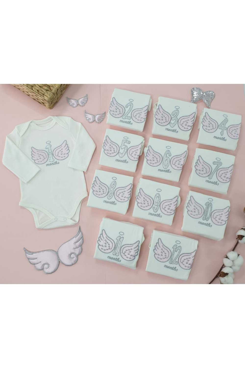 Kız Bebek Melek Kanat Hatıra Body Set 0/12 Ay PNPN1367KIZ