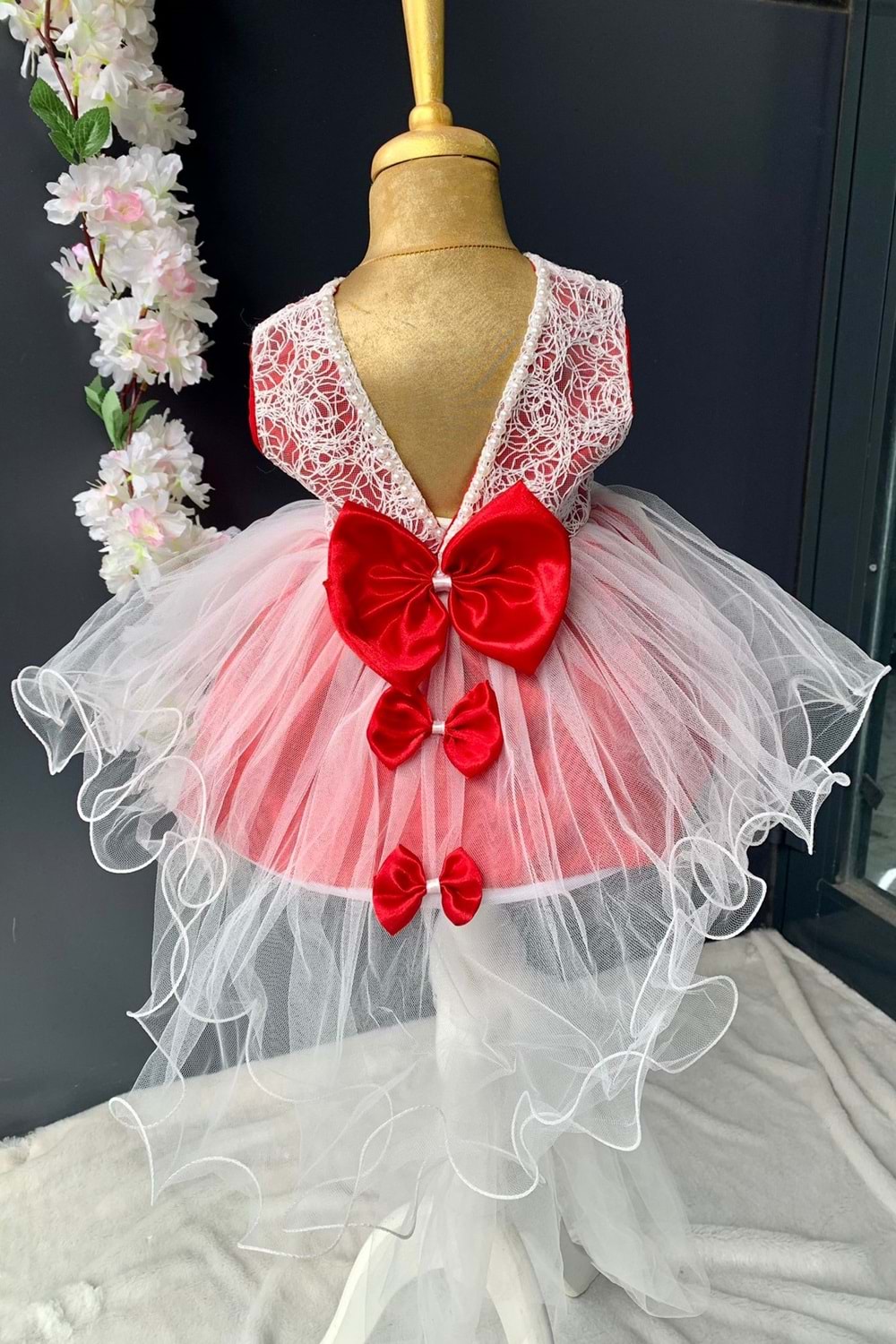 Sırt Fiyonklu Kız Bebek Mevlütlük Elbise PNPN147