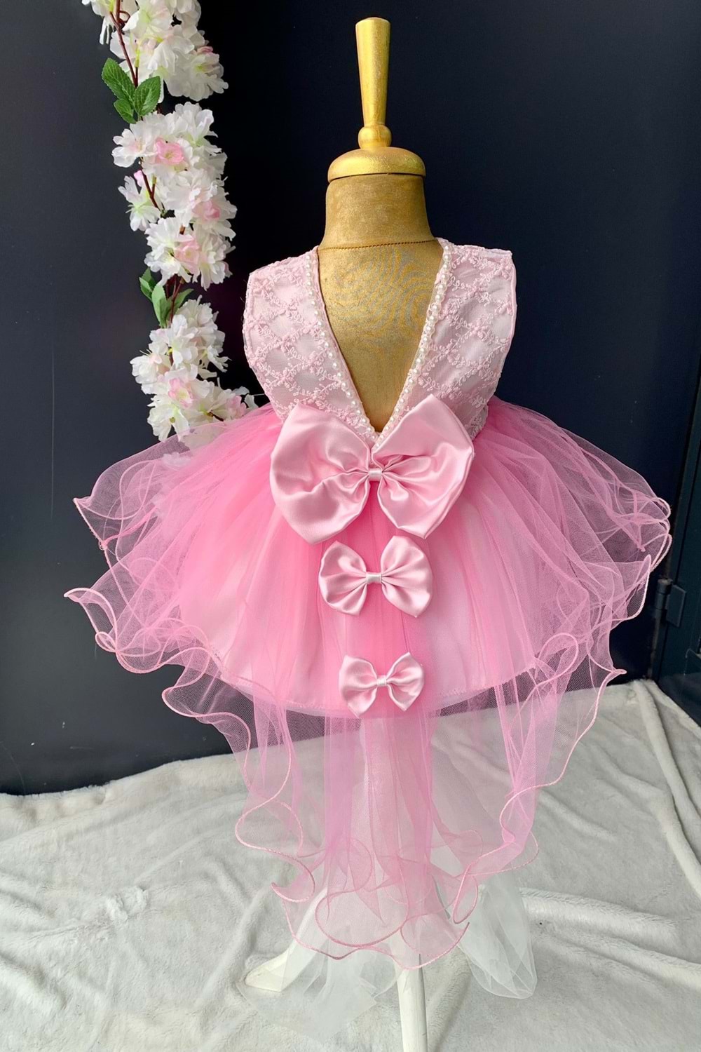 Sırt Fiyonklu Kız Bebek Mevlütlük Elbise PNPN147