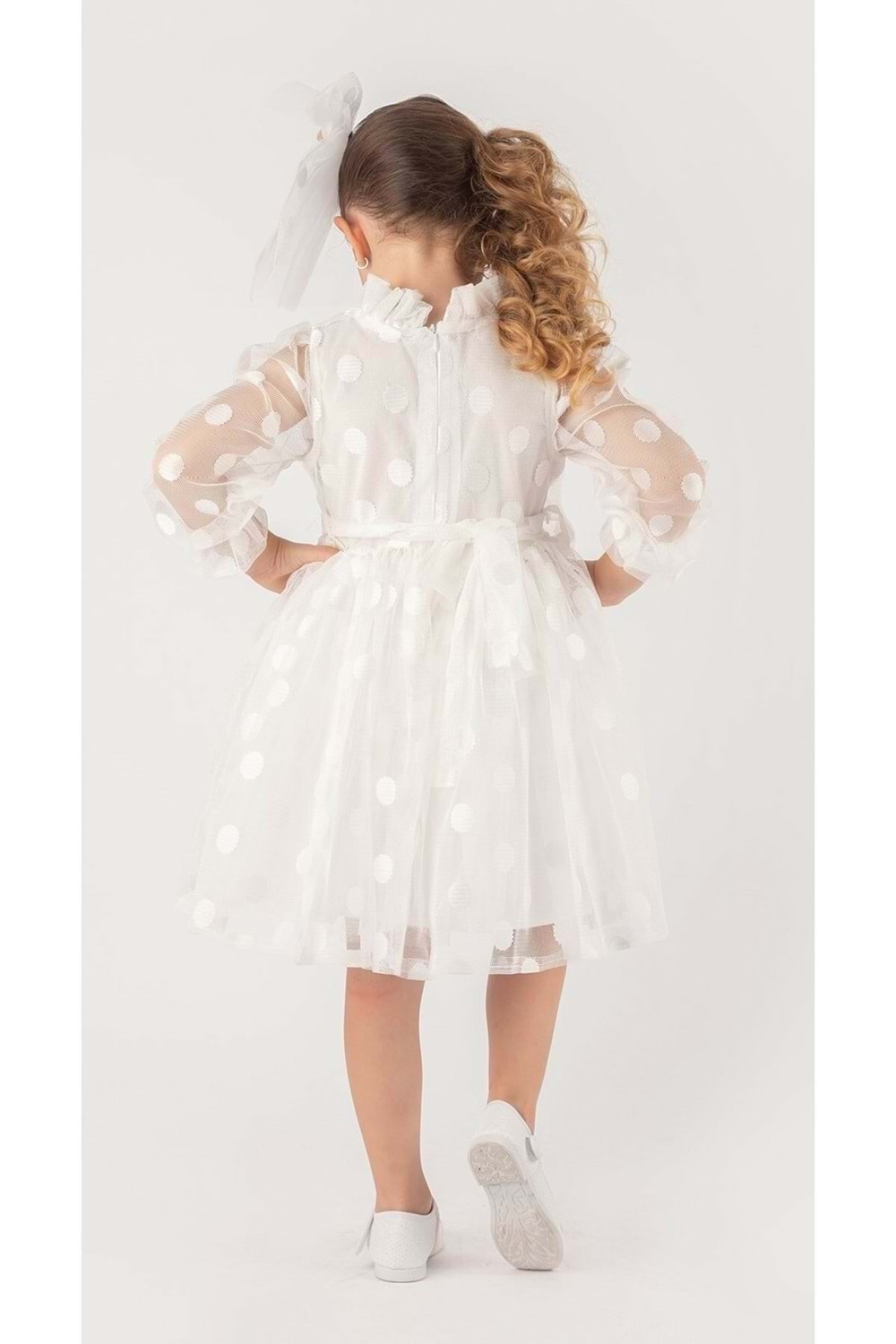 İri Puanlı Dantel Kız Çocuk Elbise