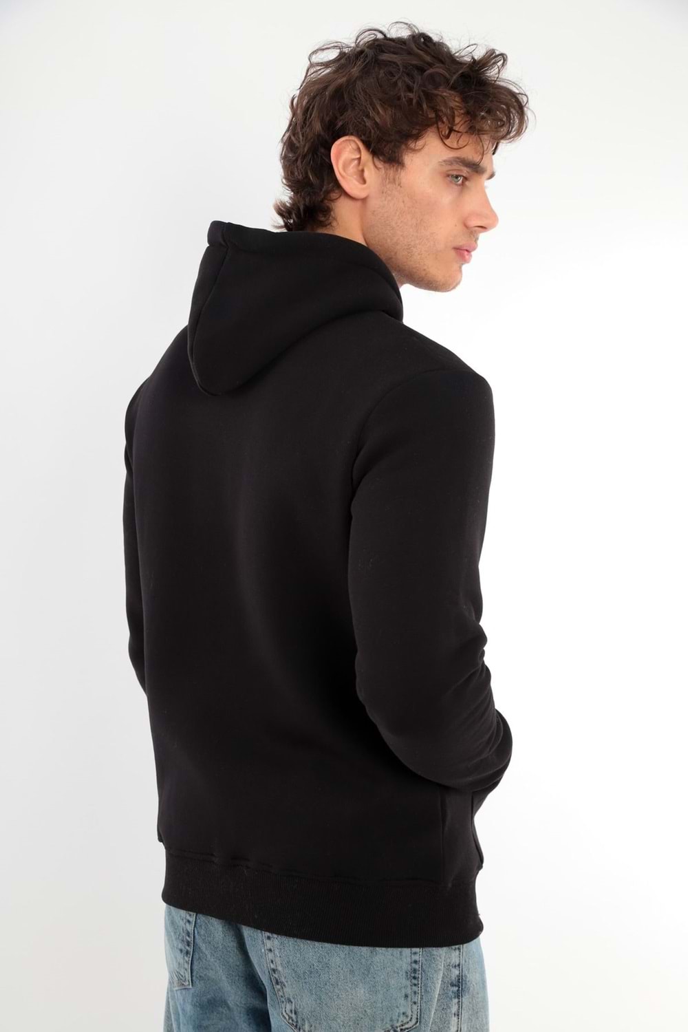 Erkek Sweatshirt Pamuklu Standart Fit Normal Kesim İçi Polarlı 3 İplik Kapüşonlu