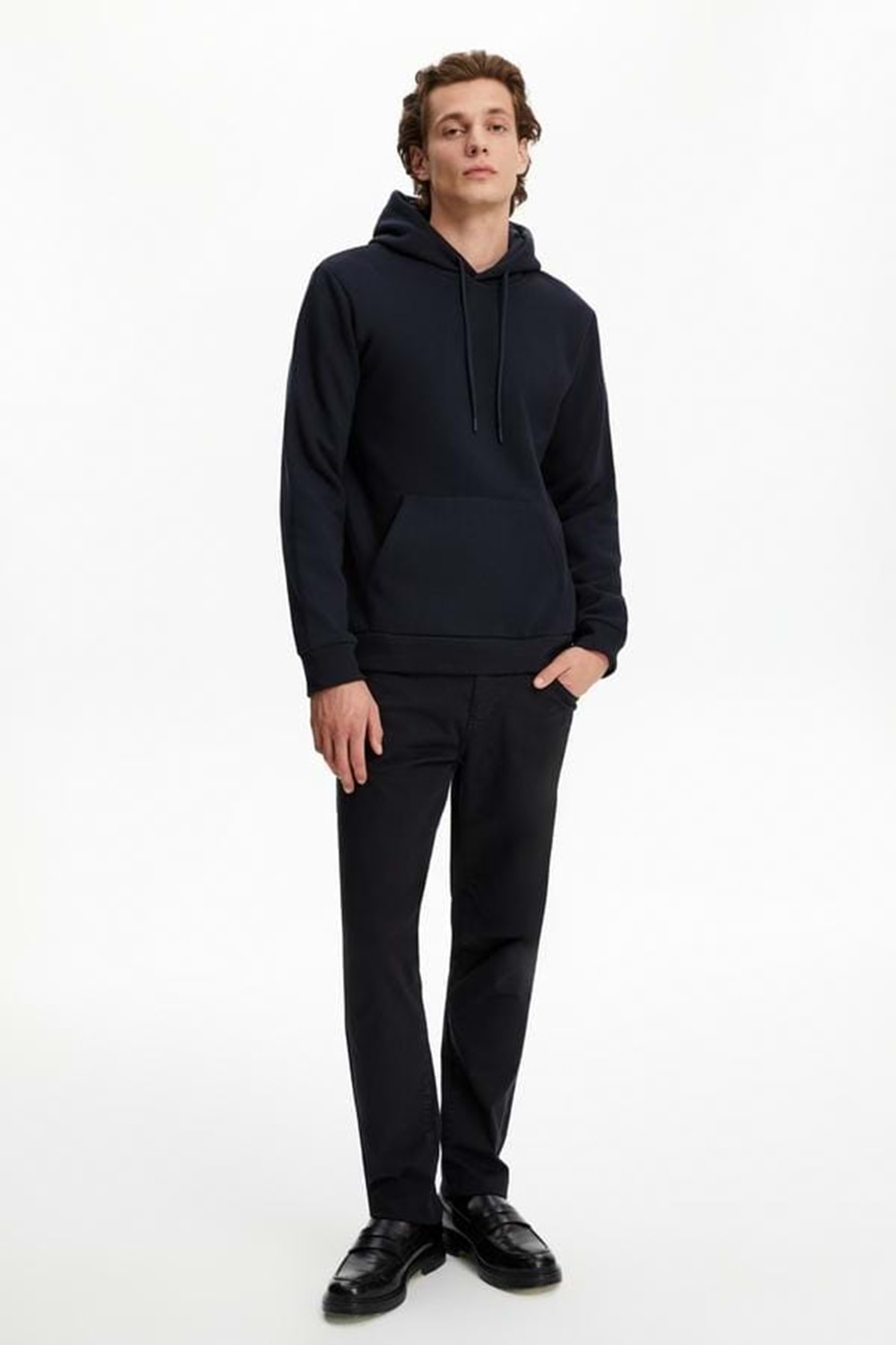Erkek Sweatshirt Pamuklu Standart Fit Normal Kesim İçi Polarlı 2 İplik Kapüşonlu