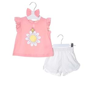 Daisy Pink Kız Bebek Şortlu Takım