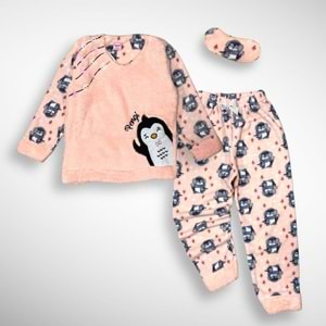 Welsoft - Polar Kumaş Penguenli Göz Bantlı Pijama MNK0453