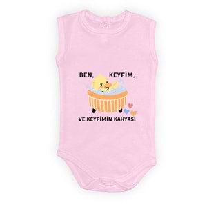 Ben Keyfim Ve Keyfimin Kahyası Baskılı Kolsuz Bebek Body Zıbın Çıtçıtlı Badi MNK0632