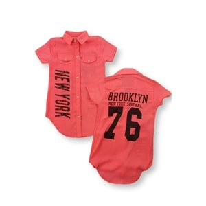 Brooklyn 76 Şifon Sırt Baskılı Kız Gömlek