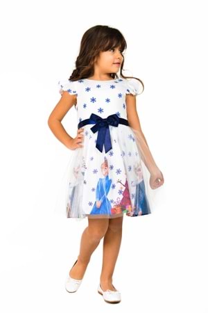 Tüllü Baskılı Krep Elbise MNK222-0016