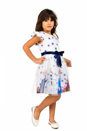 Tüllü Baskılı Krep Elbise MNK222-0016