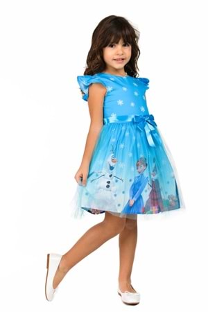 Tüllü Baskılı Krep Elbise MNK222-0016