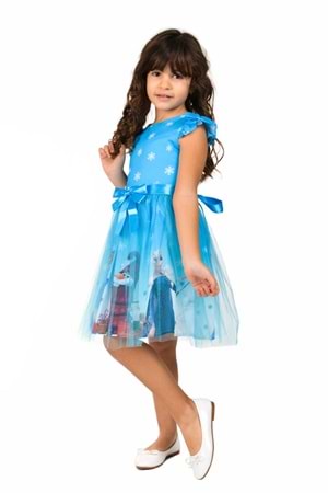 Tüllü Baskılı Krep Elbise MNK222-0016