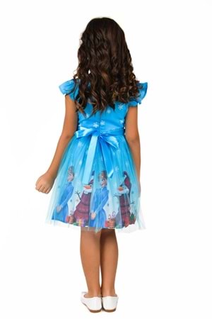 Tüllü Baskılı Krep Elbise MNK222-0016