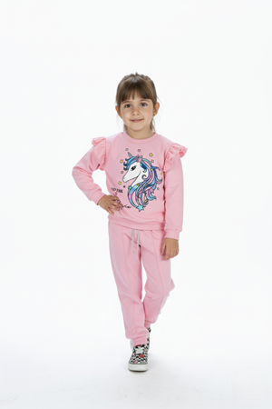 Kız Çocuk Boynuzlu At Eşofman Takımı