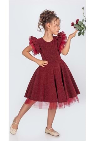 Simli Şanzelize Kız Çocuk Abiye Elbise M00669