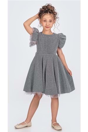 Simli Şanzelize Kız Çocuk Abiye Elbise M00669