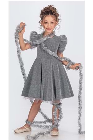 Simli Şanzelize Kız Çocuk Abiye Elbise M00669