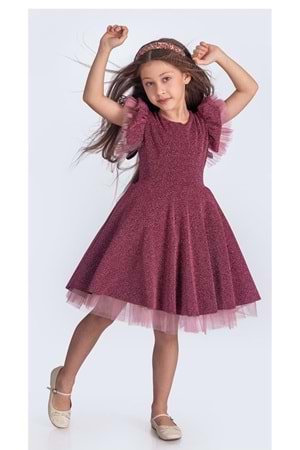 Simli Şanzelize Kız Çocuk Abiye Elbise M00669