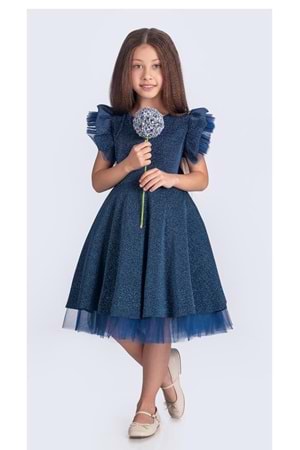 Simli Şanzelize Kız Çocuk Abiye Elbise M00669
