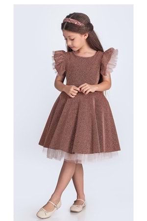 Simli Şanzelize Kız Çocuk Abiye Elbise M00669