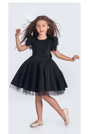 Simli Şanzelize Kız Çocuk Abiye Elbise M00669