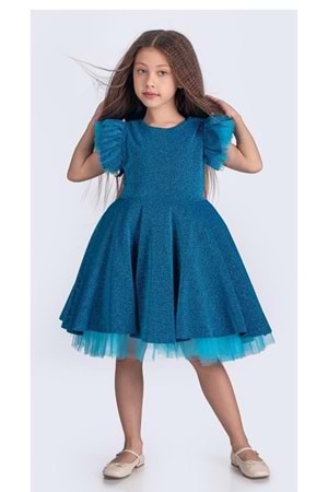 Simli Şanzelize Kız Çocuk Abiye Elbise M00669