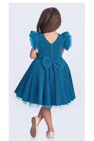 Simli Şanzelize Kız Çocuk Abiye Elbise M00669