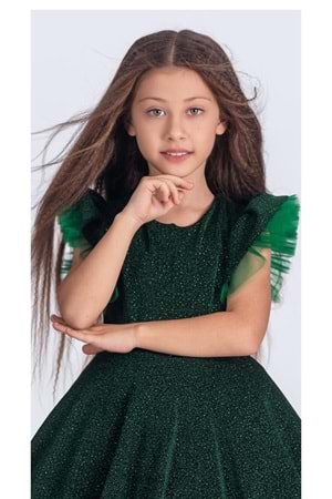 Simli Şanzelize Kız Çocuk Abiye Elbise M00669