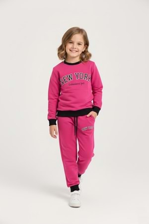 New York Baskılı Kız Çocuk Eşofman M00693