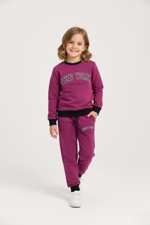 New York Baskılı Kız Çocuk Eşofman M00693