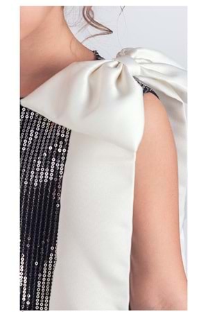 Yaka Fiyonk Pul Payet Kumaşlı Kız Çocuk Abiye Elbise M00702