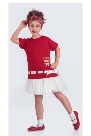 Tütü Etekli Yazlık Penye Kız Çocuk Spor Elbise M00703