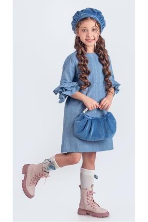 Miss Clarice Kız Çocuk Fransız Bere, Çanta, Çorap Ve Elbise Takım M00704