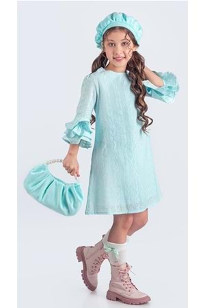 Miss Clarice Kız Çocuk Fransız Bere, Çanta, Çorap Ve Elbise Takım M00704