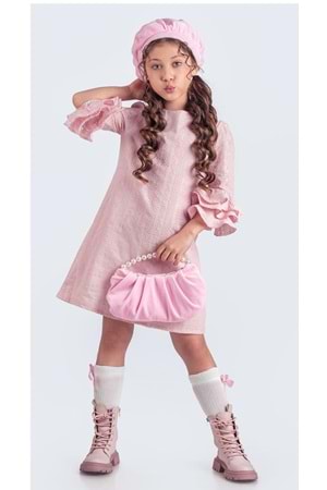 Miss Clarice Kız Çocuk Fransız Bere, Çanta, Çorap Ve Elbise Takım M00704