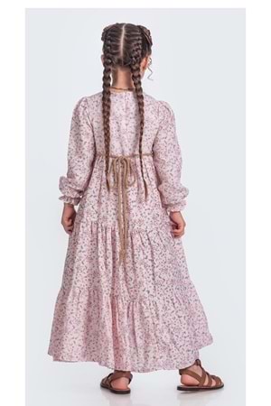 Müslin Kumaş Kız Çocuk Uzun Kol Tesettür Elbise M00705