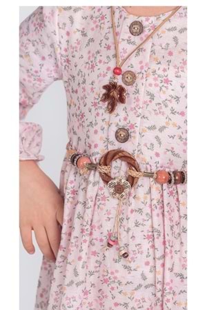 Müslin Kumaş Kız Çocuk Uzun Kol Tesettür Elbise M00705