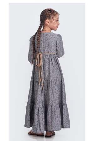 Müslin Kumaş Kız Çocuk Uzun Kol Tesettür Elbise M00705