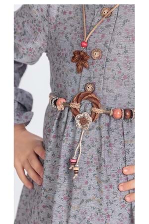 Müslin Kumaş Kız Çocuk Uzun Kol Tesettür Elbise M00705