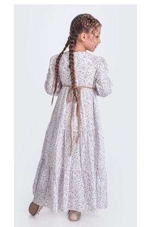 Müslin Kumaş Kız Çocuk Uzun Kol Tesettür Elbise M00705