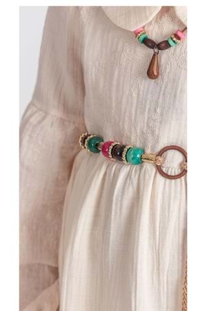 Müslin Kumaş Kız Çocuk Uzun Kol Tesettür Elbise M00705