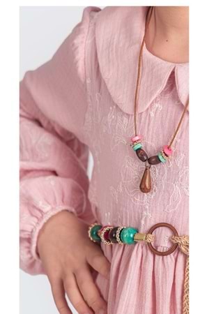 Müslin Kumaş Kız Çocuk Uzun Kol Tesettür Elbise M00705