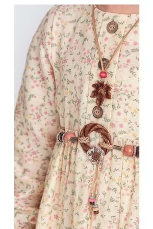 Müslin Kumaş Kız Çocuk Uzun Kol Tesettür Elbise M00705