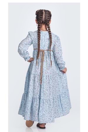 Müslin Kumaş Kız Çocuk Uzun Kol Tesettür Elbise M00705