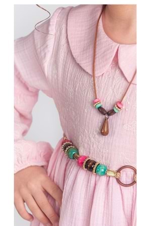 Müslin Kumaş Kız Çocuk Uzun Kol Tesettür Elbise M00705