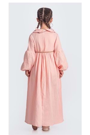 Müslin Kumaş Kız Çocuk Uzun Kol Tesettür Elbise M00705