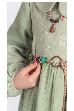 Müslin Kumaş Kız Çocuk Uzun Kol Tesettür Elbise M00705