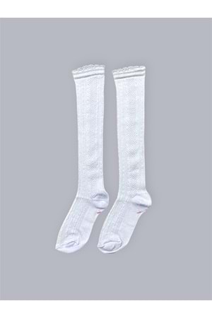 Kız Çocuk Desenli Diz Altı Çorap M00709