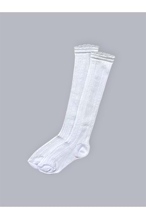 Kız Çocuk Desenli Diz Altı Çorap M00709