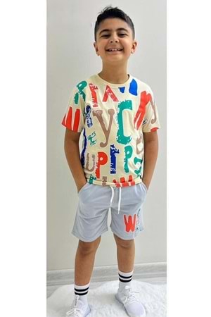 Erkek Çocuk Baskılı Şortlu Yazlık Takım M00710